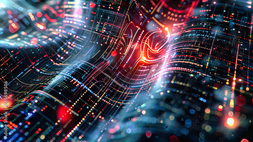 Vibrant abstract illustration of futuristic technology and neon glow, showcasing the dynamic energy and connectivity of digital networks Vibrant abstract illustration of futuristic technology and neon glow, showcasing the dynamic energy and connectivity of digital networks