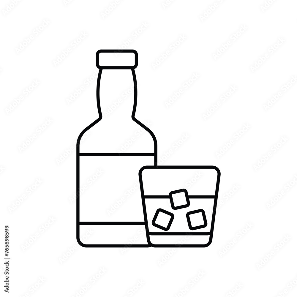 Thin Line Whiskey vector icon Thin Line Whiskey vector icon