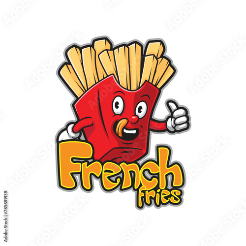 French mascot logo design with modern illustration concept style for badge, emblem and t shirt printing. French fries illustration.