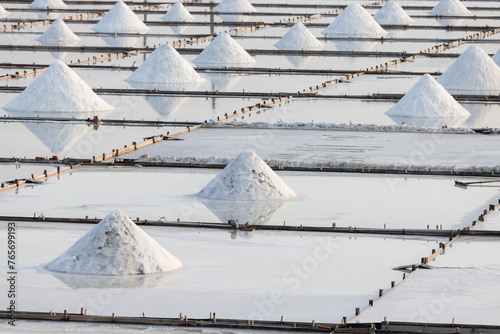 Jingzaijiao Tile paved Salt Fields in Tainan of Taiwan photo