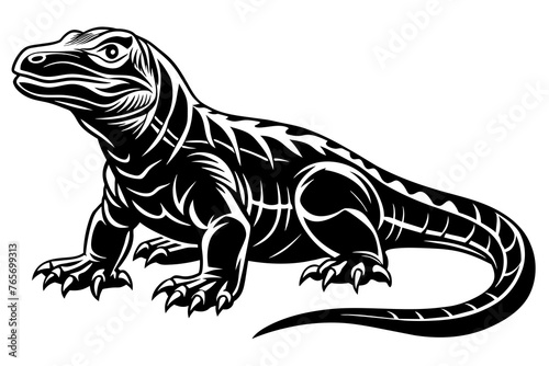 Komodo Dragon silhouette vector art illustration