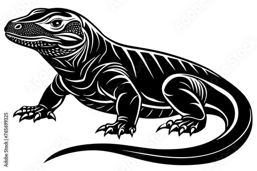 Komodo Dragon silhouette  vector art illustration