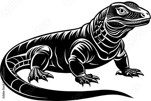 Komodo Dragon silhouette  vector art illustration