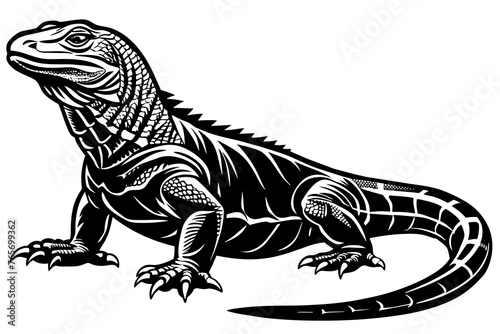 Komodo Dragon silhouette  vector art illustration