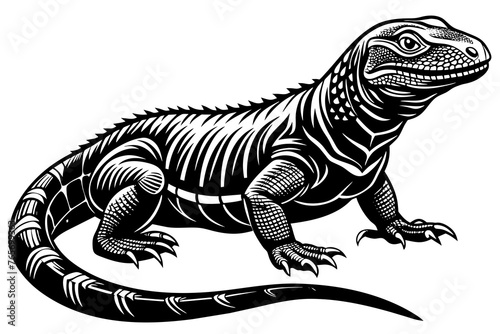 Komodo Dragon silhouette  vector art illustration