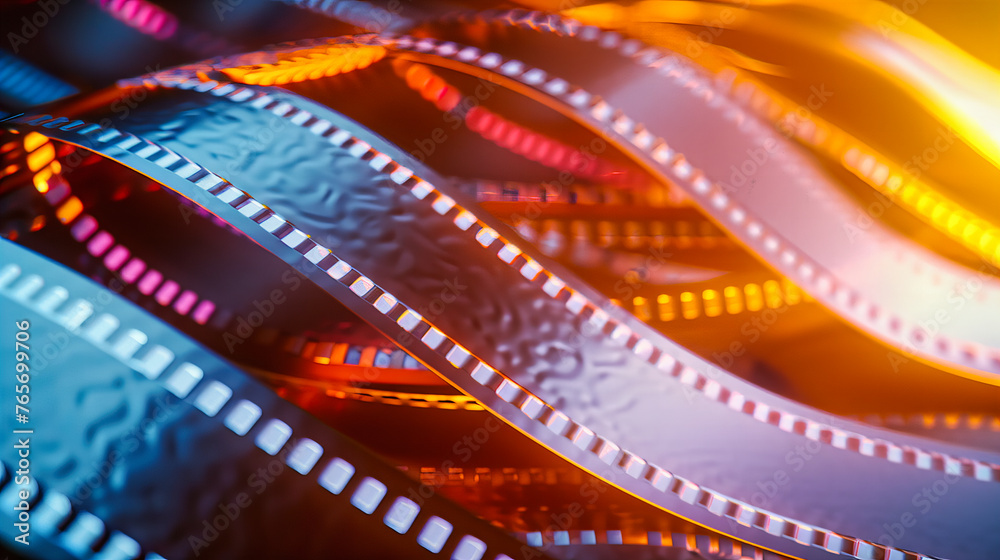 Vintage filmstrip and camera setup, evoking the nostalgia of old cinema ...