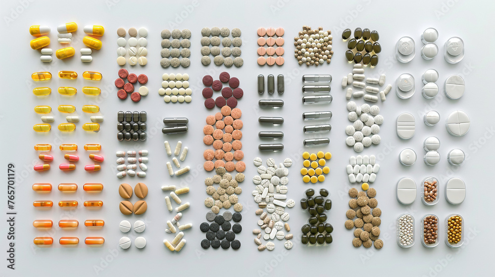 Well-Organized Vitamin Supplement and Pills Display Well-Organized Vitamin Supplement and Pills Display