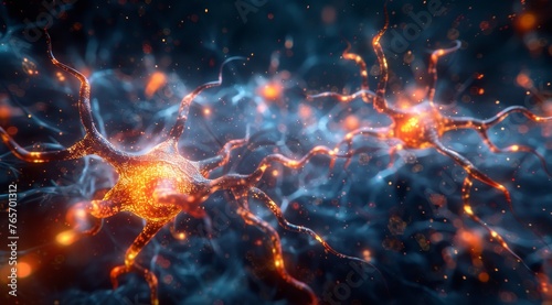 A blue and orange galaxy of neurons