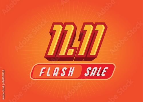 11.11 sales event and promotion, text with 3D effect.