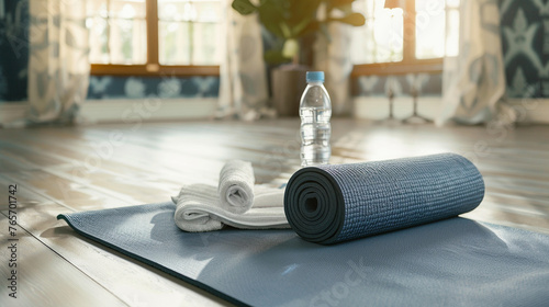 Yoga Essentials: Mat, Towel, and Water Bottle