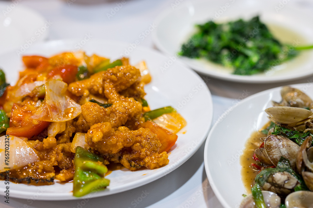 Taiwanese local food store with sweet and sour fish fillet Taiwanese local food store with sweet and sour fish fillet