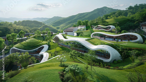 Architectural Harmony: Buildings Seamlessly Merge with Natural Landscape