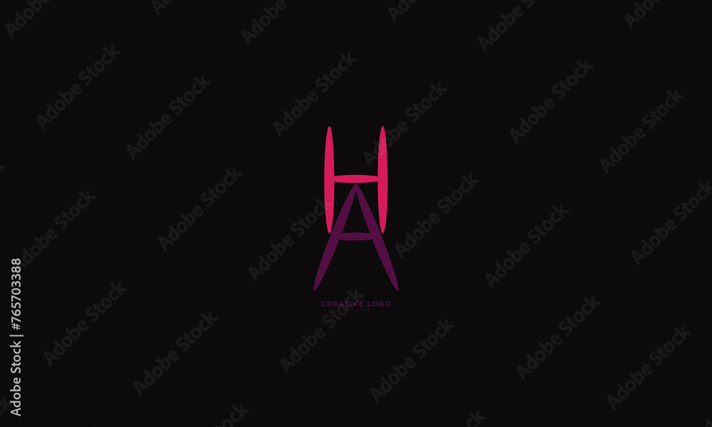 HA AH Abstract initial monogram letter alphabet logo design