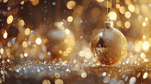 Elegant Black and Gold Christmas Background With Ornaments