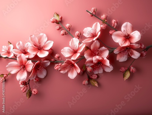 A close up of a pink flower with a pink background