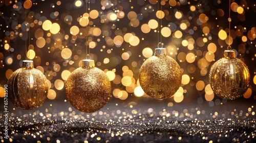 Elegant Black and Gold Christmas Background With Ornaments