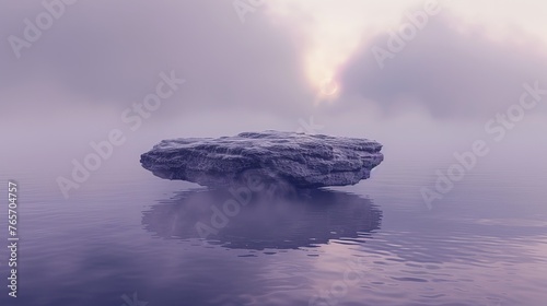 A rock is floating on the surface of a body of water