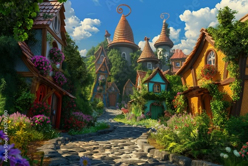 A mysterious and interesting fairy tale village, an imaginary embodiment. generative ai