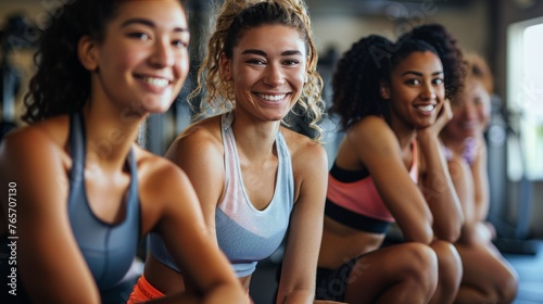 A group of women are smiling and posing for a picture