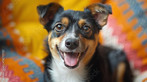 Small Dog Sitting on Top of Couch