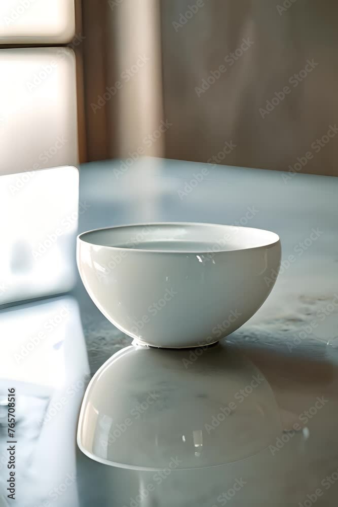 a white bowl sitting on top of a table a white bowl sitting on top of a table