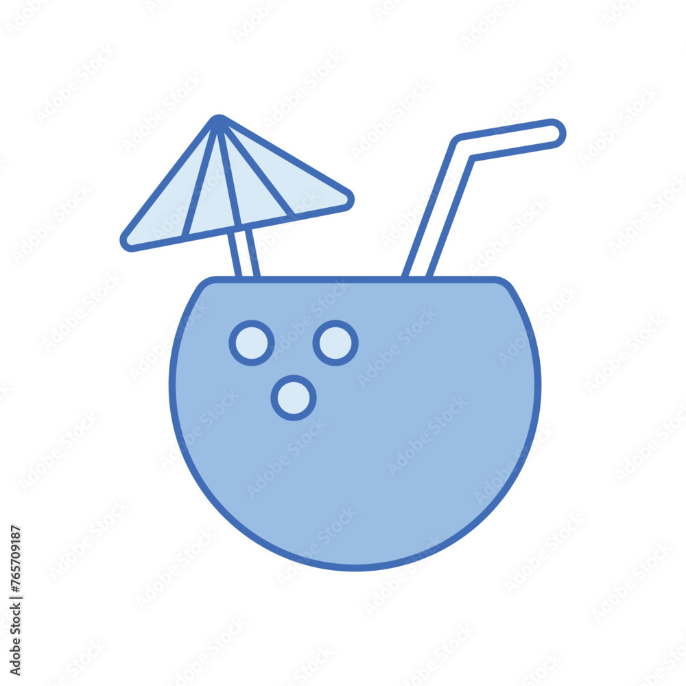 Fototapeta premium Blue Line Coconut Drink vector icon