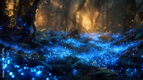 Ethereal Bioluminescent Forest Glow:A Fantastical Ecosystem of Magical Illumination