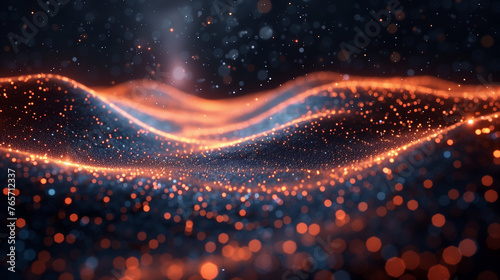 Waves of glowing particles.