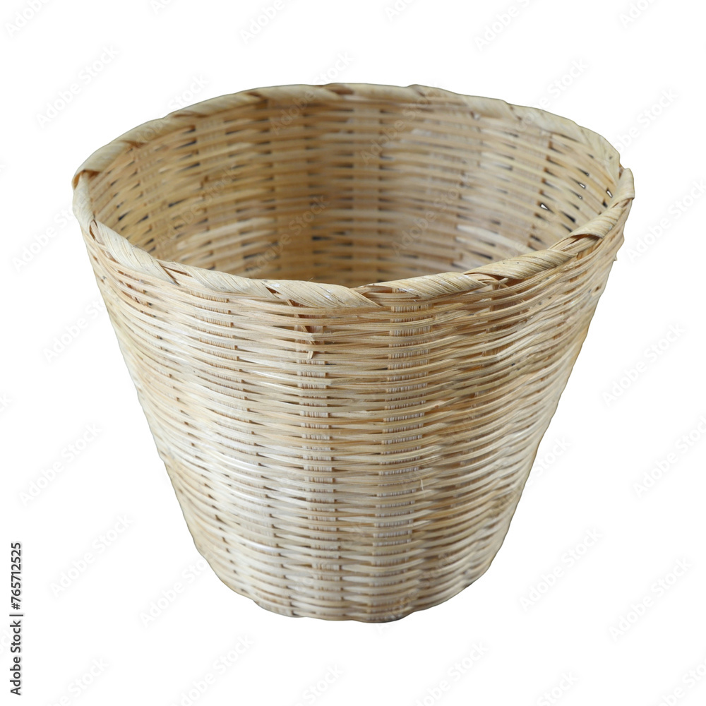 Fototapeta premium Empty handmade wicker basket isolated on transparent background