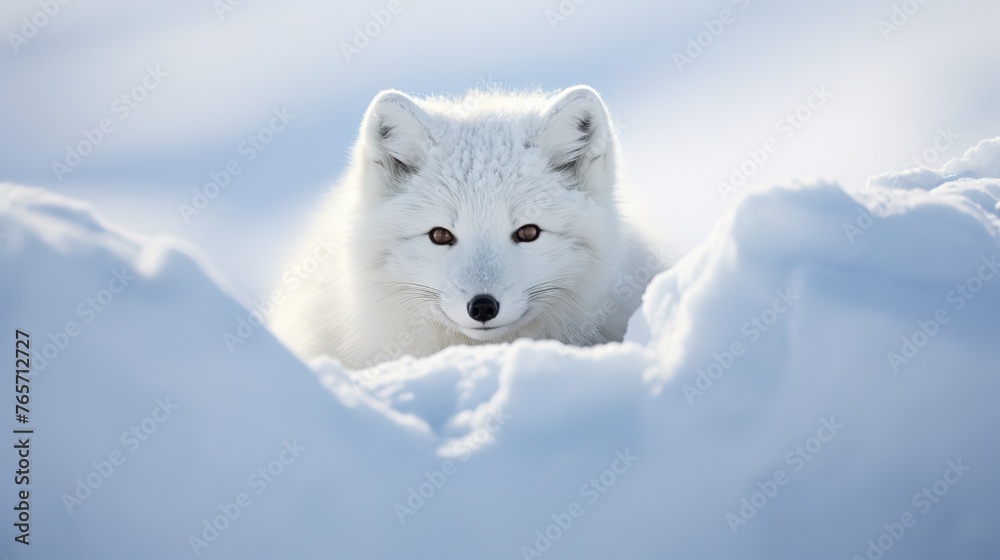 Thick fur adorns Arctic foxes, keen senses guide them through icy domains Thick fur adorns Arctic foxes, keen senses guide them through icy domains