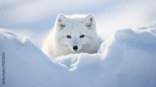 Thick fur adorns Arctic foxes, keen senses guide them through icy domains © LELISAT