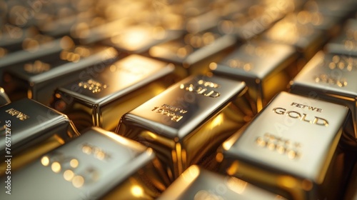 Shiny Gold Bars Background for Finance and Banking - Trade Precious Metals Bullions photo