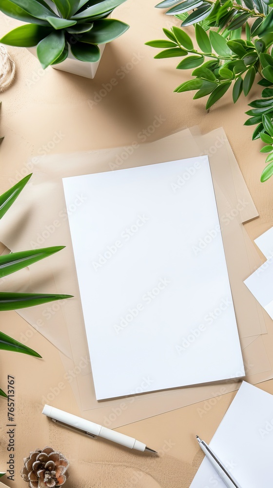 Table Strewn With Papers and Plants Table Strewn With Papers and Plants