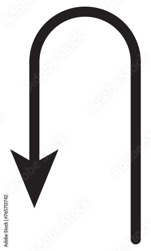 Turn Back vector icon. Style is flat icon symbol, black color, white background.