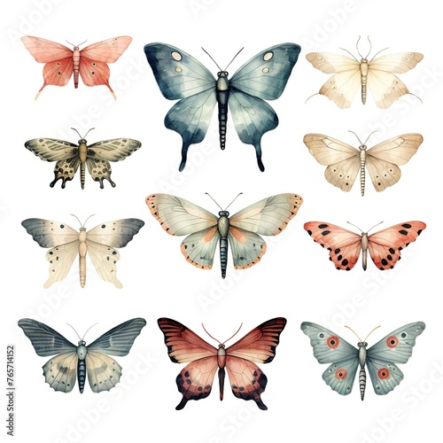 Vintage Illustration of Butterflies and Moths © LELISAT