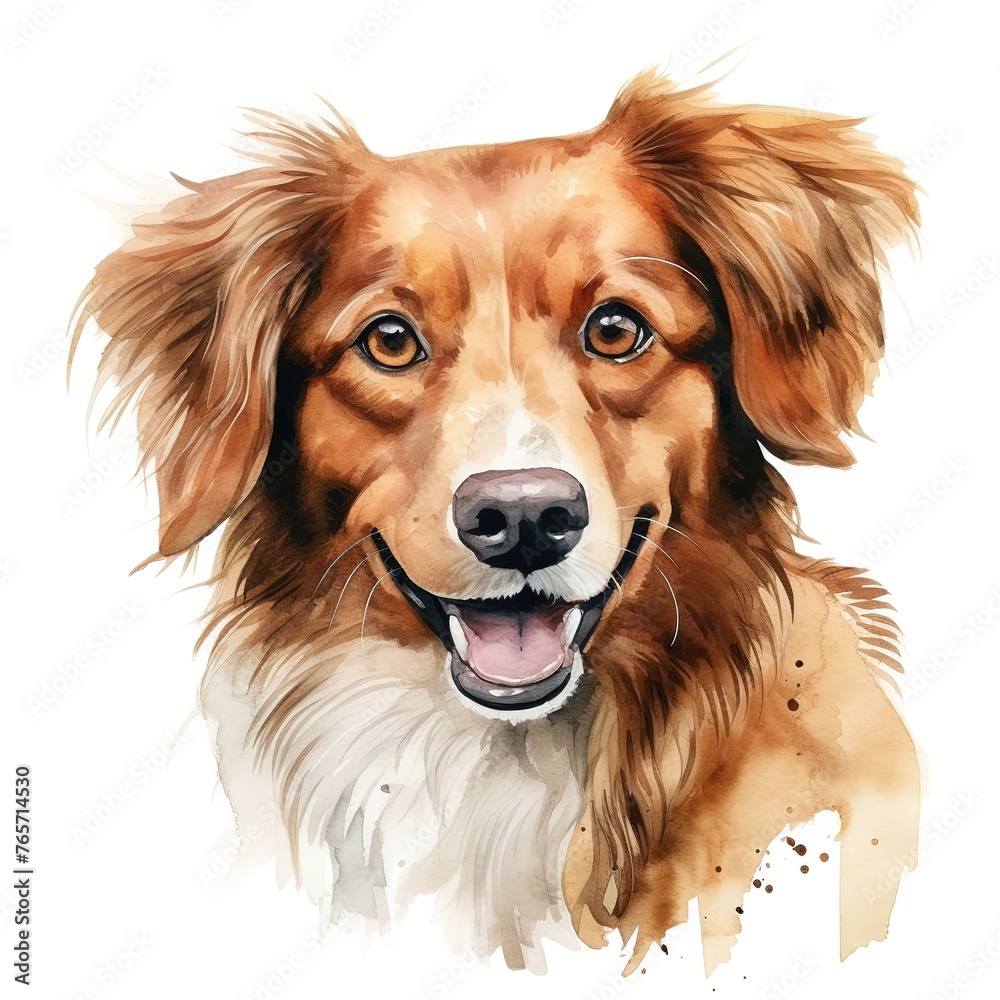 Portrait dog watercolor illustration isolated