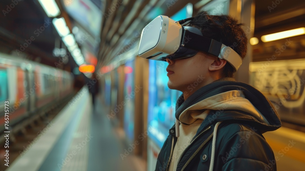 Man Wearing Virtual Glasses Man Wearing Virtual Glasses