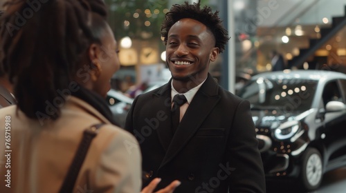 Man in Suit Talking to Woman