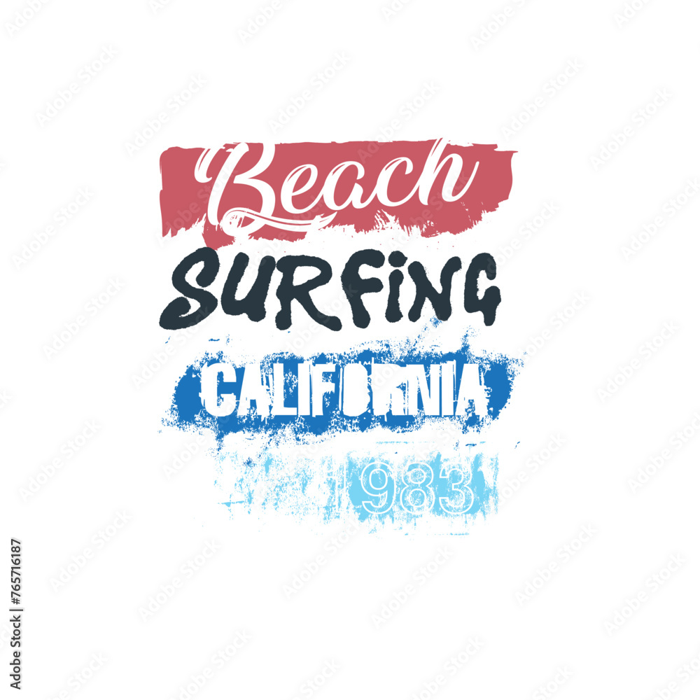 Beach Surfing California grunge Typography summer poster