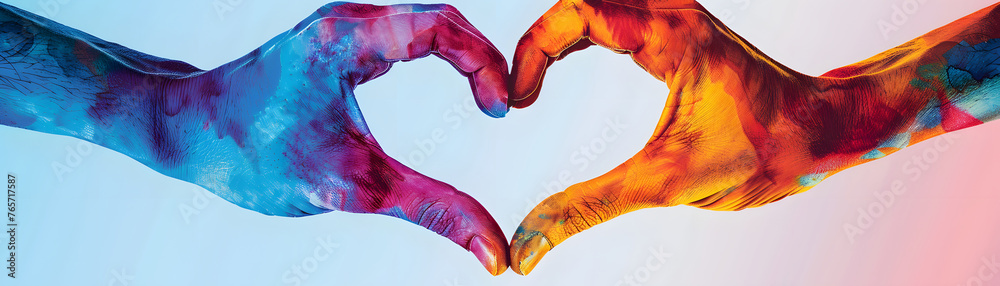 Inclusion Visual Heart Colorful silhouettes of hands forming a heart, DEI, diversity, equity ...