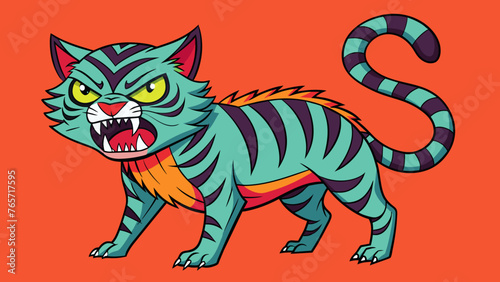  Fiery Striped Cat  Hand-Drawn Doodle Illustration for Cat Lovers 