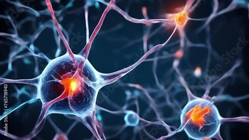 Background from nerve cells or neural networks with cell activity between each other photo