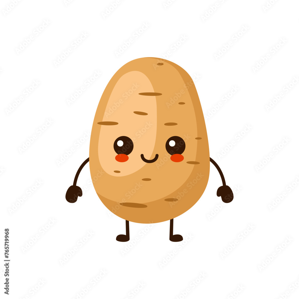 Cute funny potato character. Vector cartoon kawaii character illustration Cute funny potato character. Vector cartoon kawaii character illustration