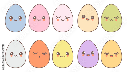 Vector cartoon collection easter egg characters happy easter