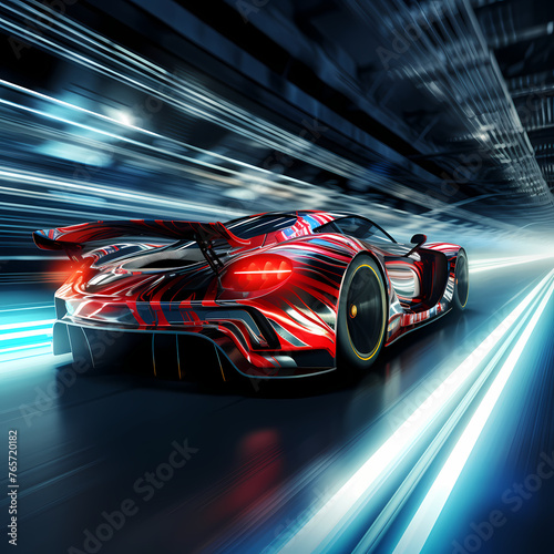 A high-speed race car zooming around a track.  © Cao