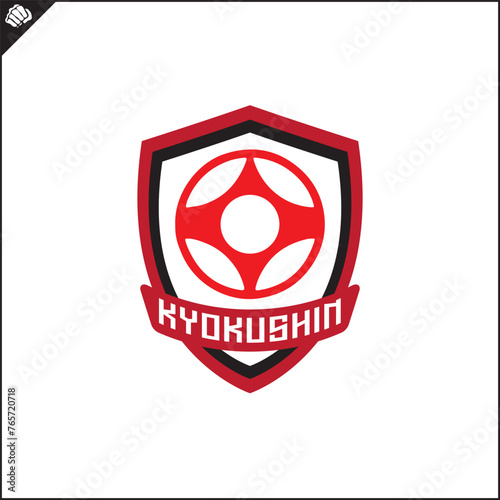 Martial arts, kyokushin karate colored symbol, logo creative design emblem. Vector