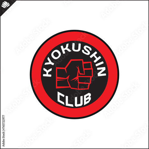 Martial arts, kyokushin karate colored symbol, logo creative design emblem. Vector
