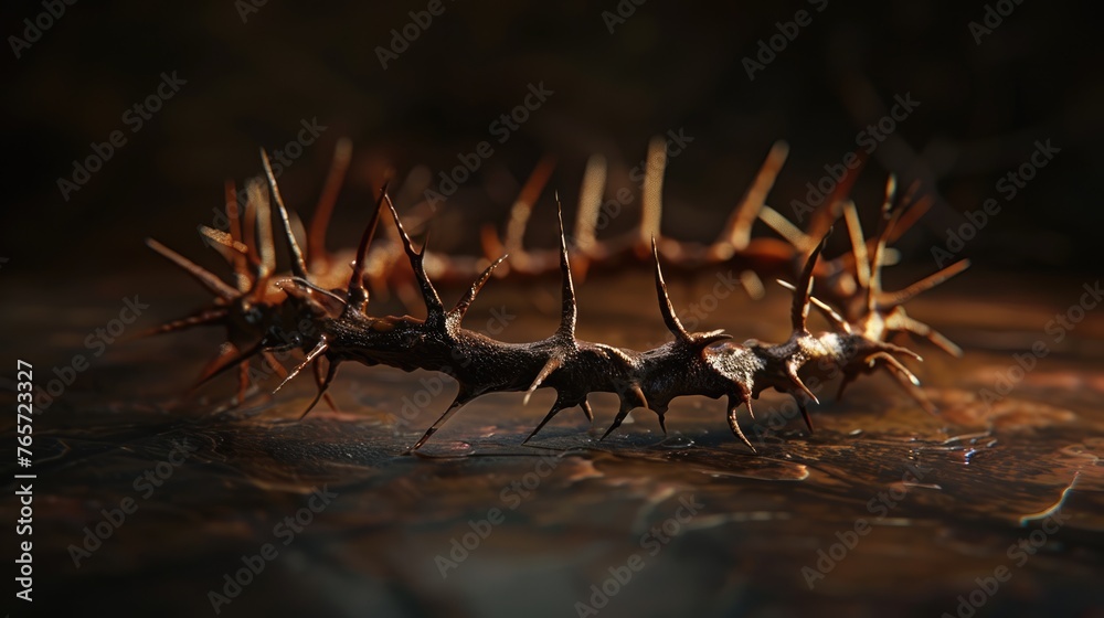 Christianity Symbol: Crown of Thorns. Isolated Easter Icon with Sharp Thorn Shape Christianity Symbol: Crown of Thorns. Isolated Easter Icon with Sharp Thorn Shape