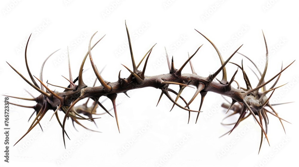 Crown of Thorns - A Symbol of Easter in Christianity. Isolated Image of the Sharp Thorns of the Crown