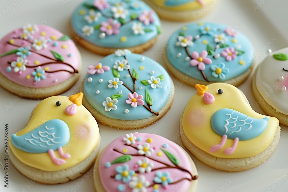 Decorated Easter Sugar Cookies with Royal Icing. Glazed Dessert for Your Sweet Cravings
